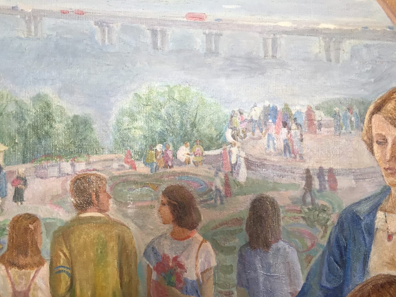 Vibrant oil painting by Barannikova Galina Georgievna of bustling park scene