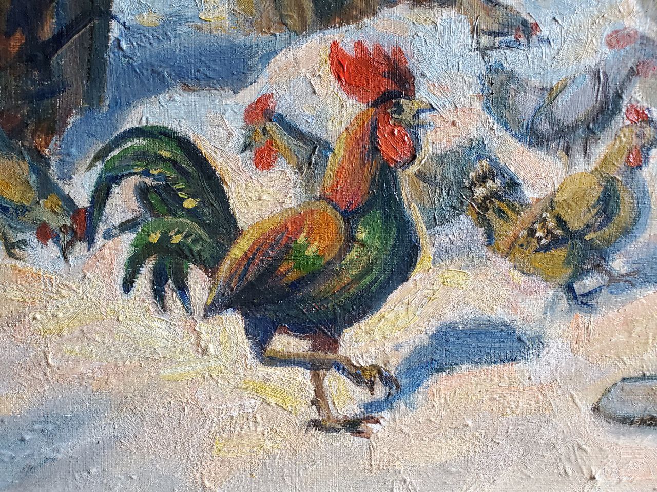 Vibrant oil painting Spring snow rooster by Daniil Litvinov