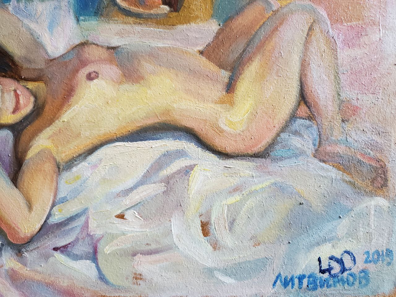 Oil painting Awakening by Litvinov Daniil Olegovich: nude woman reclining