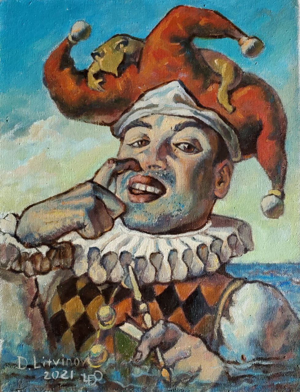 Oil painting portrait of jester by Litvinov Daniil Olegovich