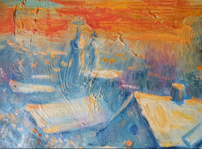 Vibrant impressionist oil painting Winter evening by Litvinov Daniil Olegovich