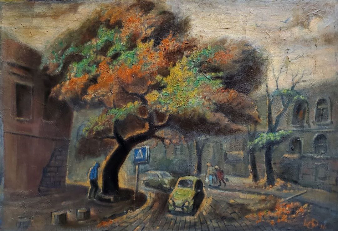 Oil painting Autumn in Odessa by Litvinov Daniil Olegovich vibrant tree