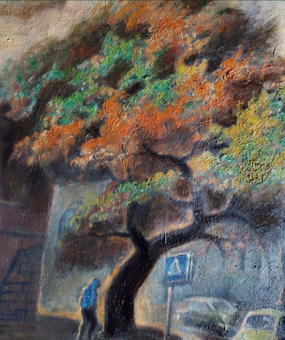 Oil painting Autumn in Odessa by Litvinov Daniil Olegovich, vibrant tree