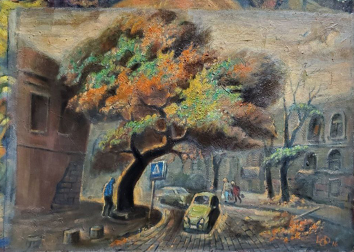 Oil painting Autumn in Odessa by Litvinov Daniil Olegovich vibrant tree