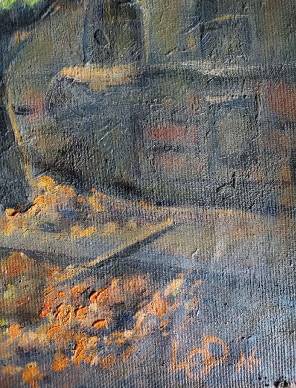 Oil painting Autumn in Odessa by Litvinov Daniil Olegovich, textured dark figure