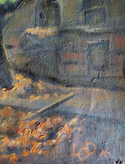 Oil painting Autumn in Odessa by Litvinov Daniil Olegovich, textured dark figure