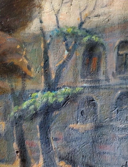 Oil painting Autumn in Odessa by Litvinov Daniil Olegovich, textured tree foliage