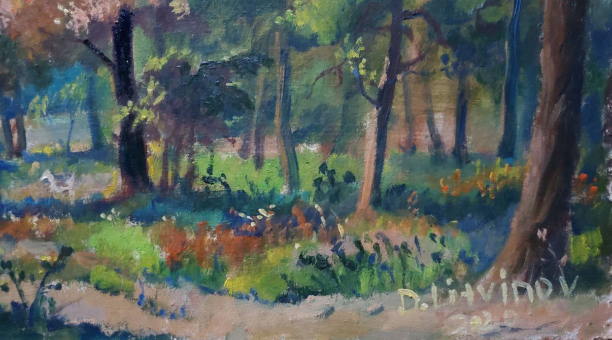 Vibrant impressionist oil painting Autumn in the park by Litvinov Daniil Olegovich