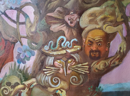 Oil painting portrait of bearded man with snakes and skulls by Litvinov Daniil Olegovich