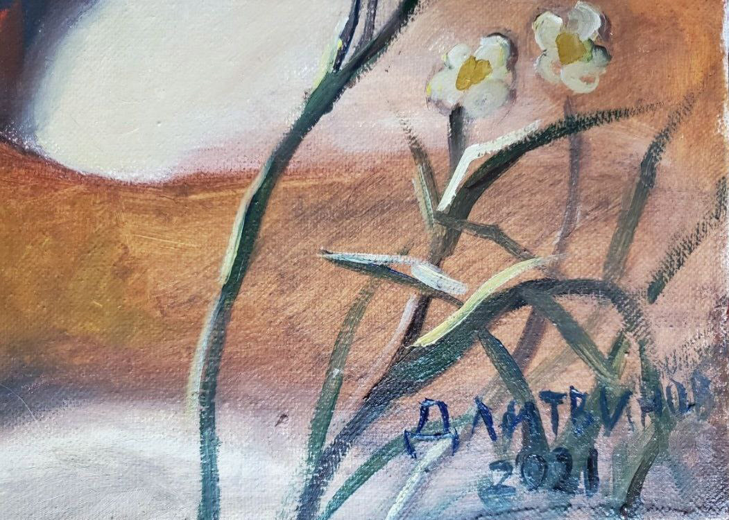 Oil painting of white flowers by Litvinov Daniil Olegovich