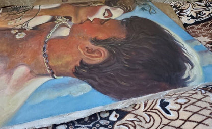 Oil painting Kiss by Litvinov Daniil Olegovich, intimate embrace