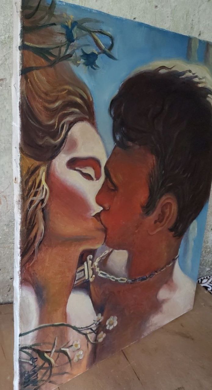 Oil painting of romantic kiss by Litvinov Daniil Olegovich