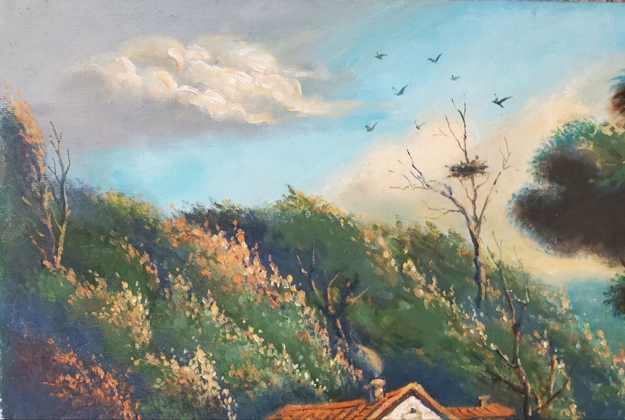 Rustic oil painting Before the Storm by Litvinov Daniil Olegovich, autumn hillside