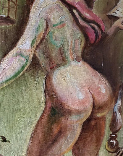 Textured impressionistic nude female oil painting by Litvinov Daniil Olegovich