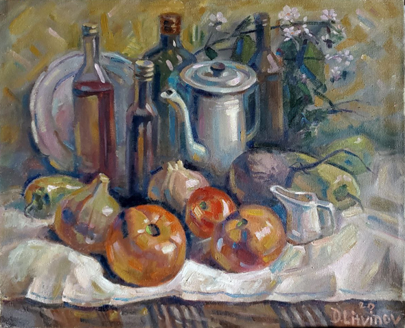 Oil painting Still life with tomatoes by Litvinov Daniil Olegovich