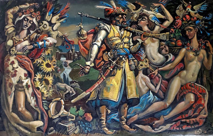 Vibrant surrealist oil painting Cossacks dream by Litvinov Daniil Olegovich