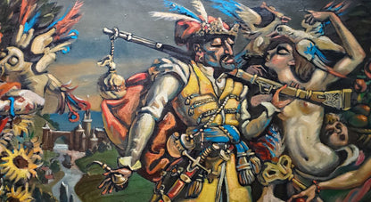 Oil painting Cossacks dream by Litvinov Daniil Olegovich vibrant mural