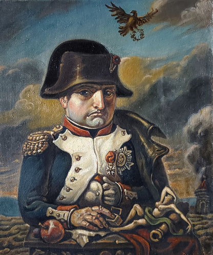 Oil painting portrait of pensive Napoleon by Daniil Litvinov