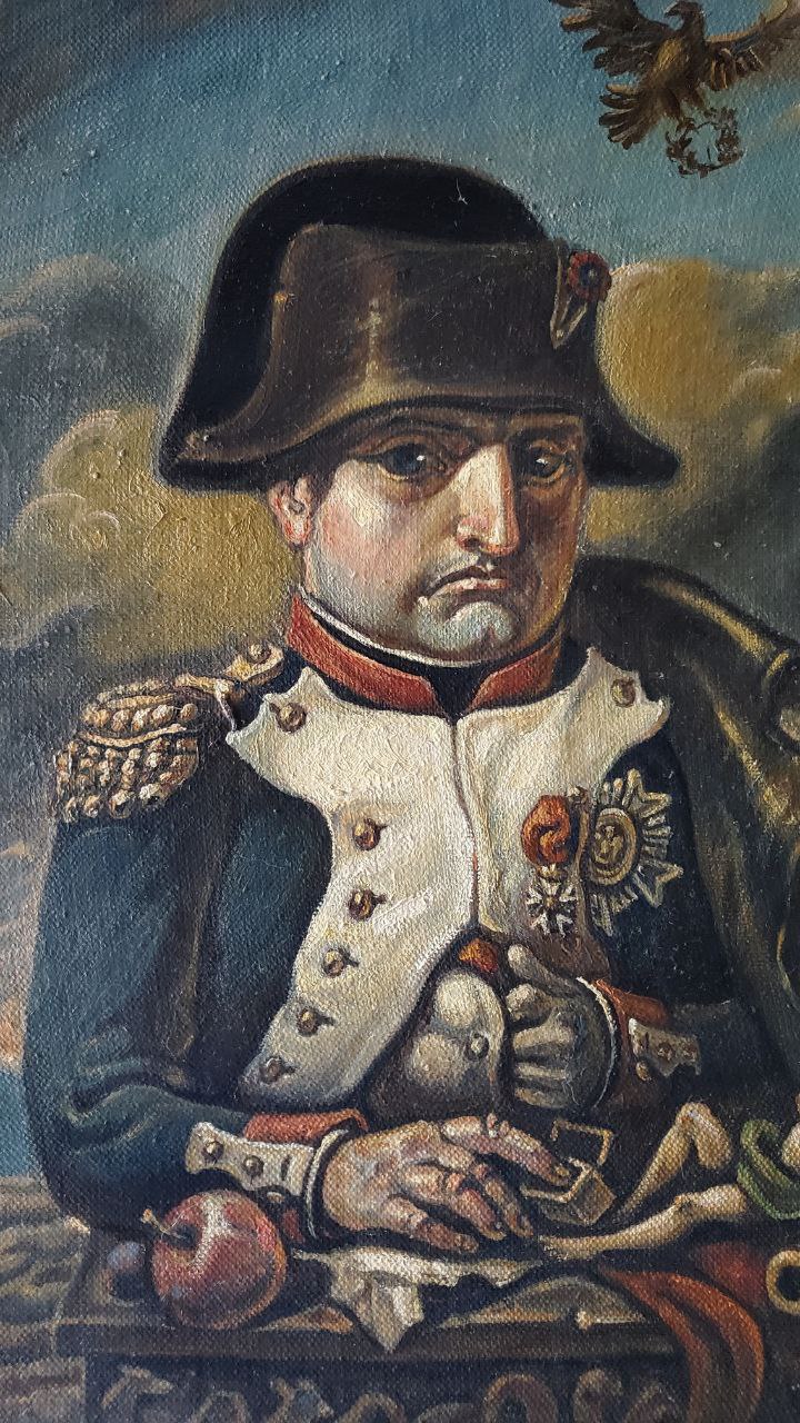 Oil painting portrait of pensive Napoleon by Daniil Litvinov