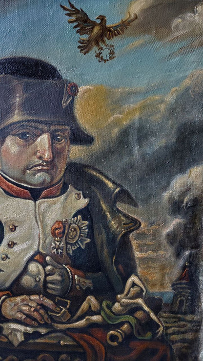 Oil painting portrait of pensive Napoleon by Daniil Litvinov