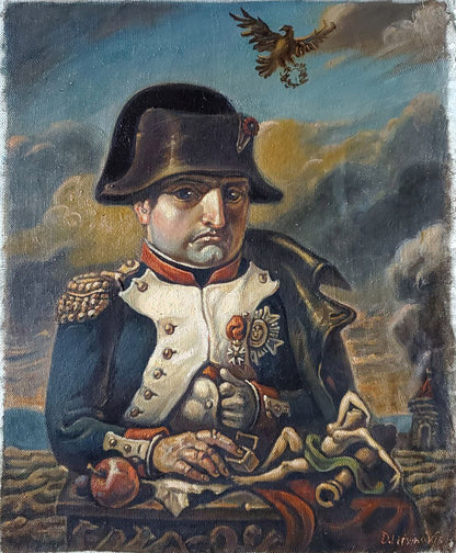 Oil painting portrait of pensive Napoleon by Daniil Litvinov