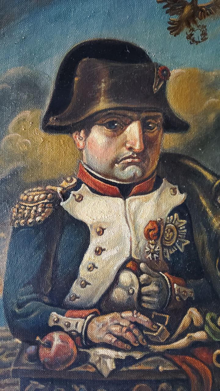 Oil painting portrait of pensive Napoleon by Daniil Litvinov