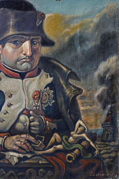 Oil painting portrait of pensive Napoleon by Daniil Litvinov