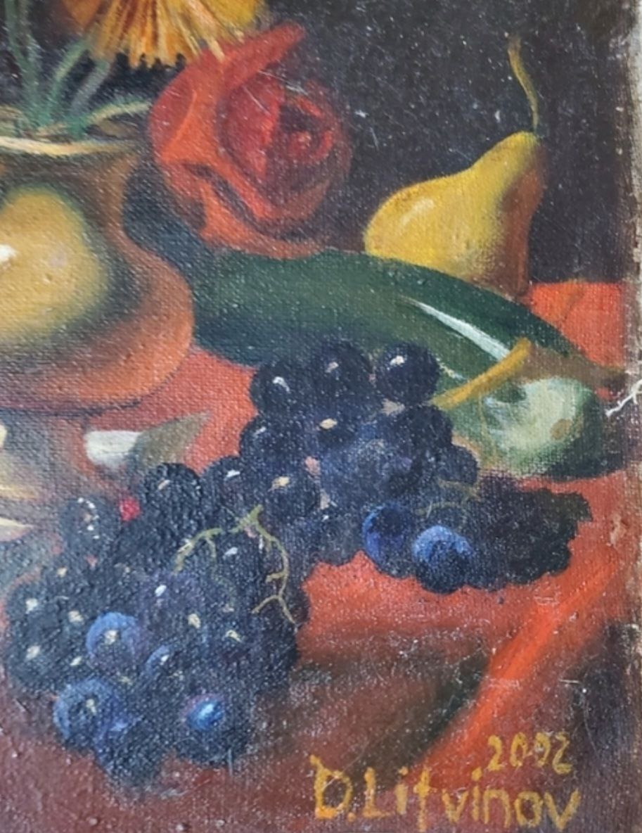 Oil painting of glossy dark purple grapes by Litvinov Daniil Olegovich