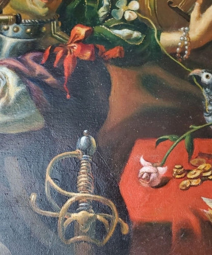 Oil painting of ornate golden sword hilt by Musicians Litvinov Daniil Olegovich