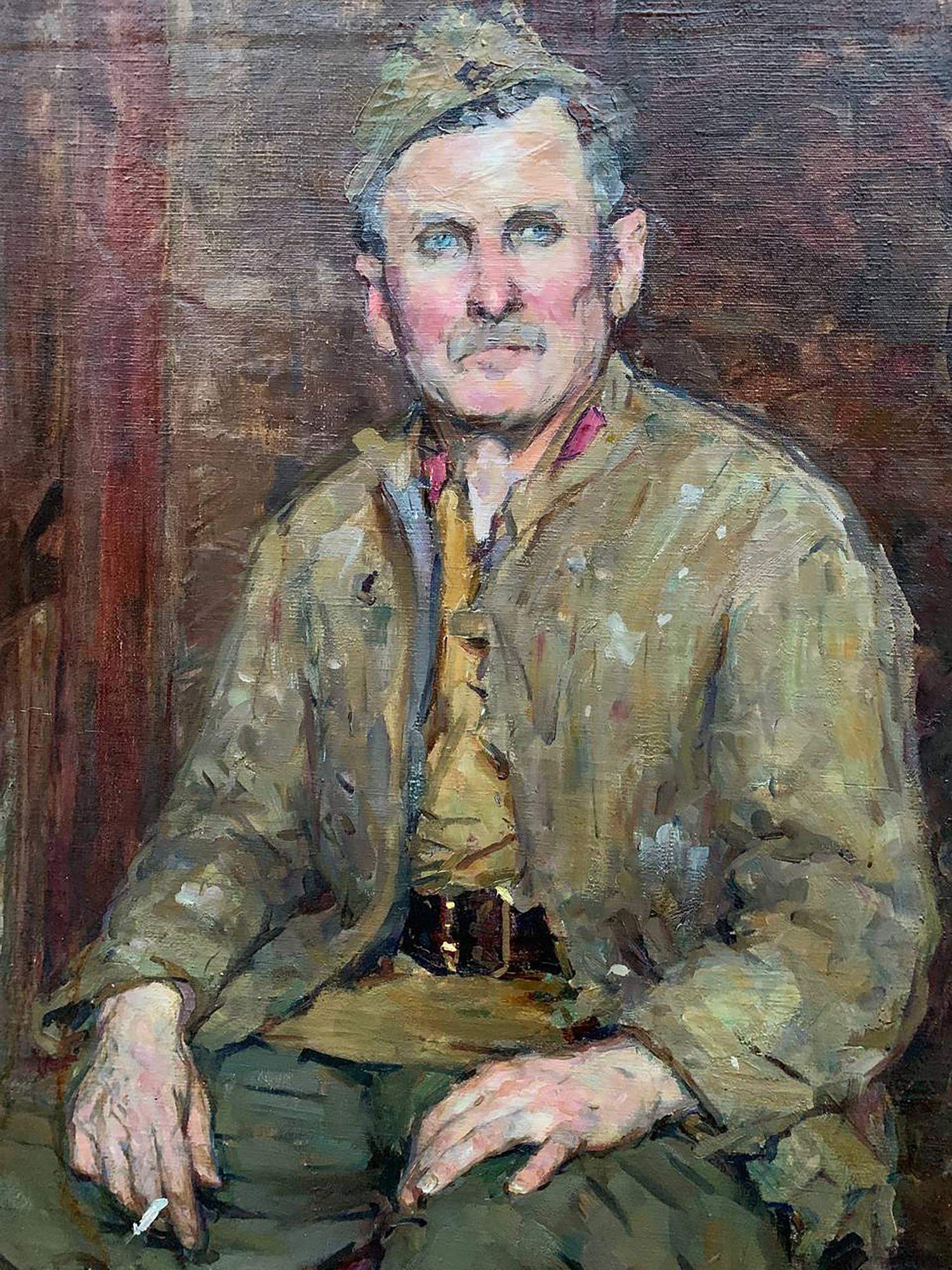 Oil painting portrait by Prus Viktor Nikolaevich, man in olive-green jacket