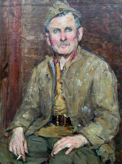 Oil painting portrait by Prus Viktor Nikolaevich, man in olive-green jacket