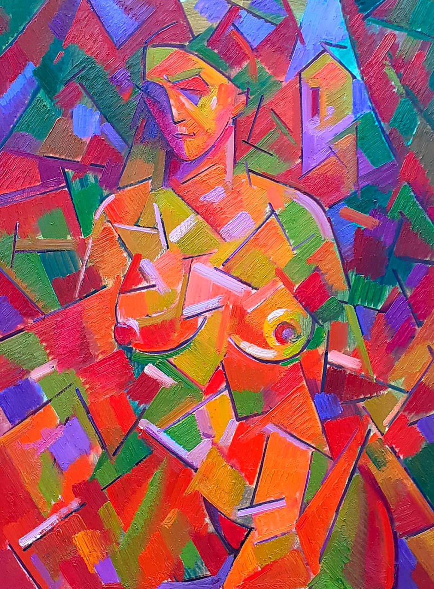 Abstract oil painting Figure woman Peter Dobrev