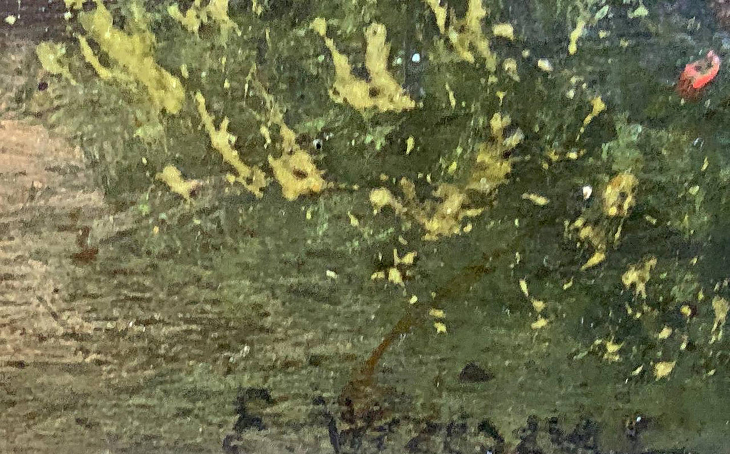 Oil painting Lonely house by Vzheshch Yevhen Ksaveriyovych with green yellow splatters