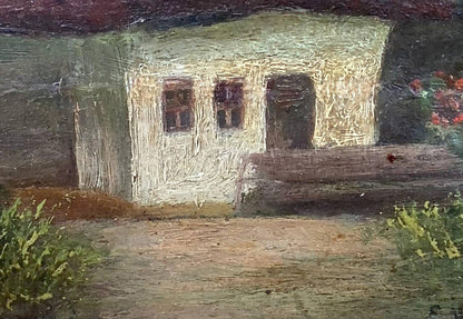 Oil painting of rustic off-white Lonely house by Vzheshch Yevhen Ksaveriyovych