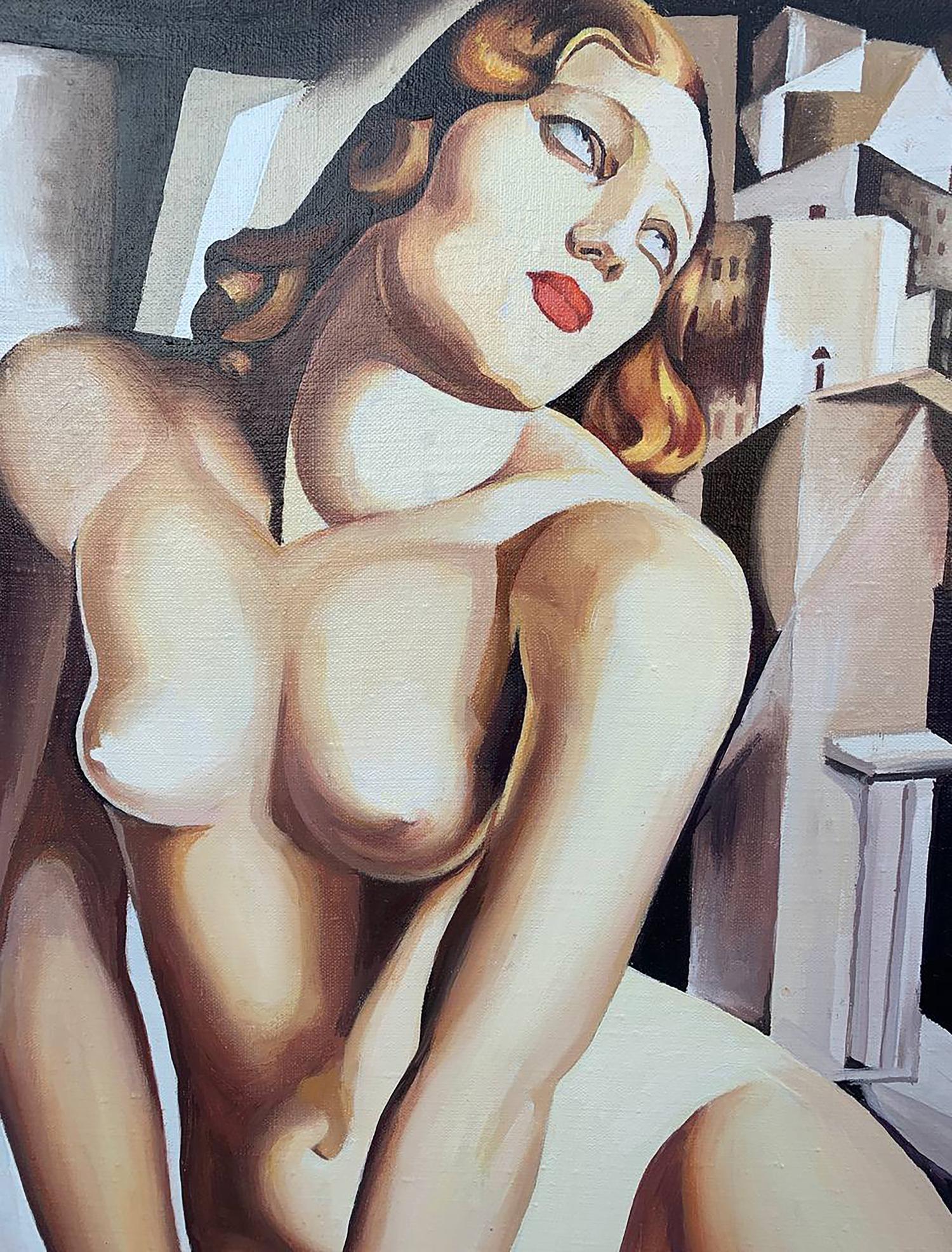 Cubist Oil Painting Andromeda nude woman by V. Konotopsky