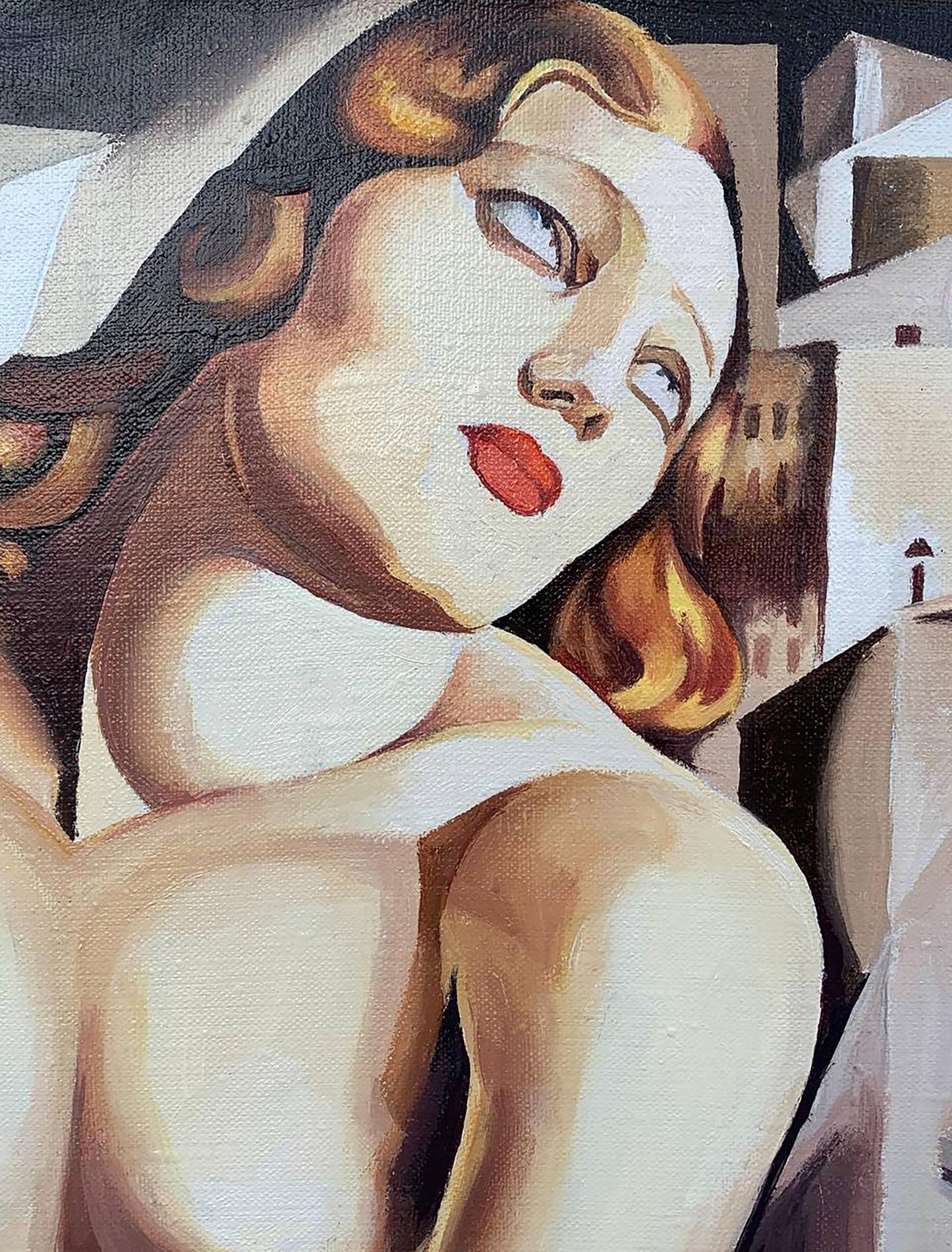 Oil painting Andromeda by V. Konotopsky, Tamara de Lempicka style