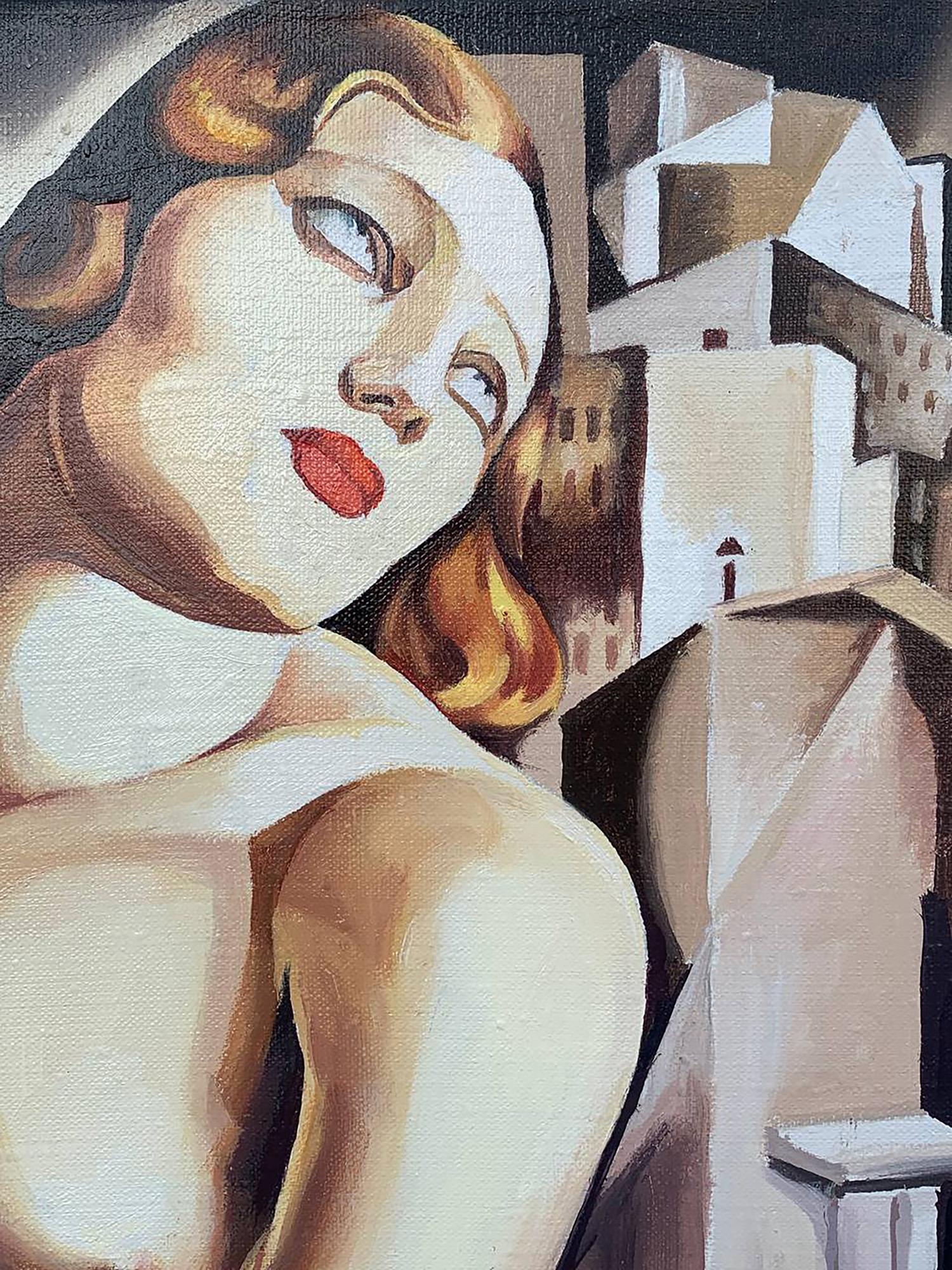 Oil painting Andromeda by V. Konotopsky, Tamara de Lempicka style