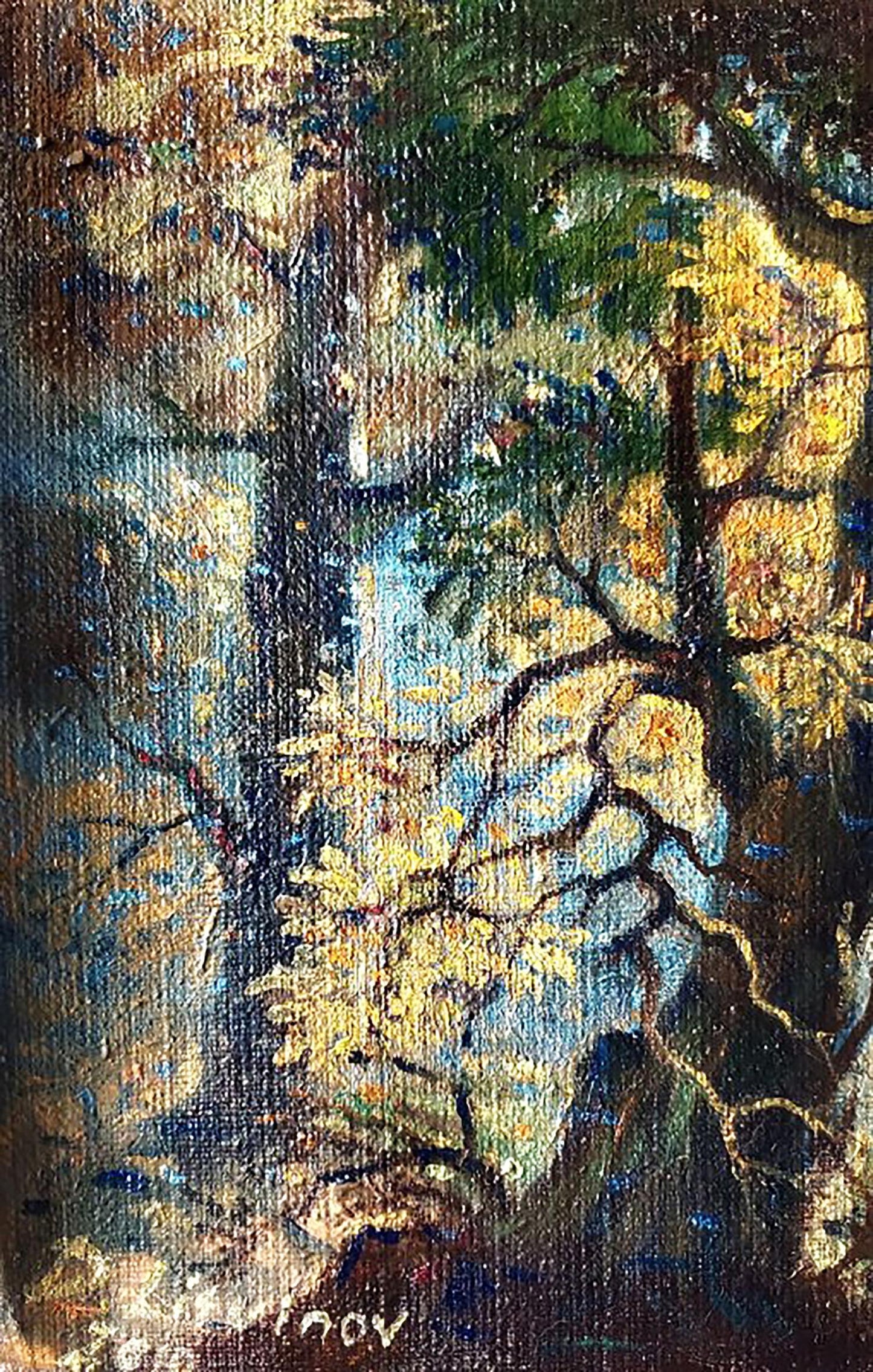 Oil painting Autumn hunting by Litvinov Daniil Olegovich, textured forest scene