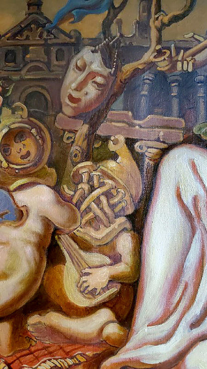 Oil painting Autumn in Venice by Litvinov Daniil Olegovich surreal figure
