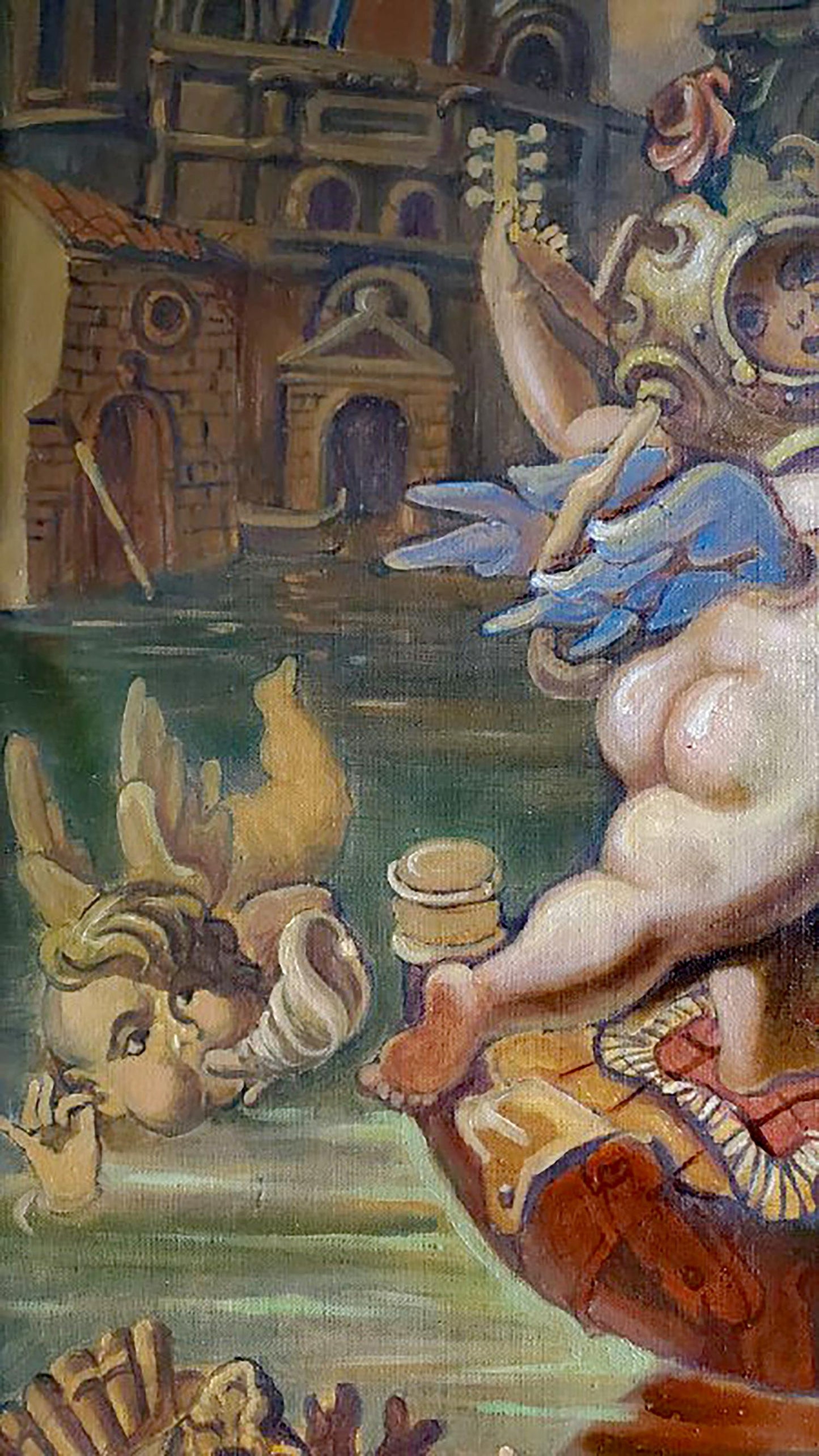 Oil painting Autumn in Venice by Litvinov Daniil Olegovich with cherub