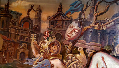 Oil painting Autumn in Venice by Litvinov Daniil Olegovich, surreal whimsical scene
