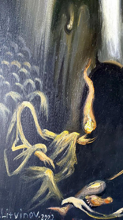 Surreal oil painting Mystery of Fire by Litvinov Daniil Olegovich