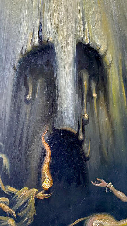 Haunting painted face with dark dripping features by Litvinov Daniil Olegovich