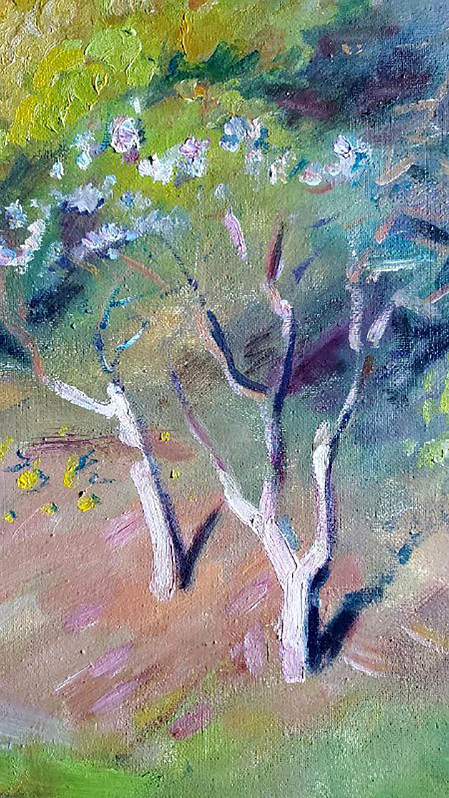 Vibrant impressionist oil painting of tree by Daniil Litvinov, Garden cleaning