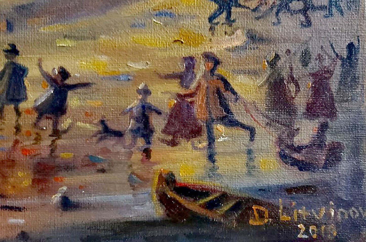 Oil painting of winter monastery ice-skating by Litvinov Daniil Olegovich