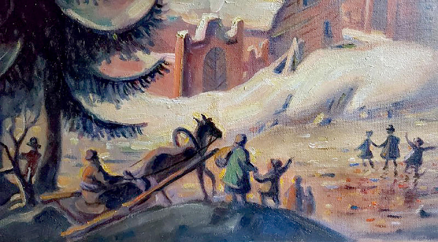 Impressionistic snowy winter sleigh and skaters by Litvinov Daniil Olegovich