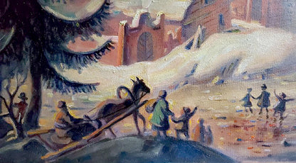 Impressionistic snowy winter sleigh and skaters by Litvinov Daniil Olegovich