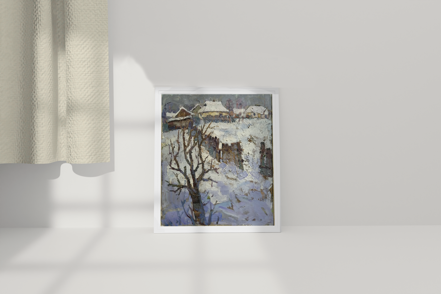 Oil Painting Nature Landscape VillageWinter Landscape
